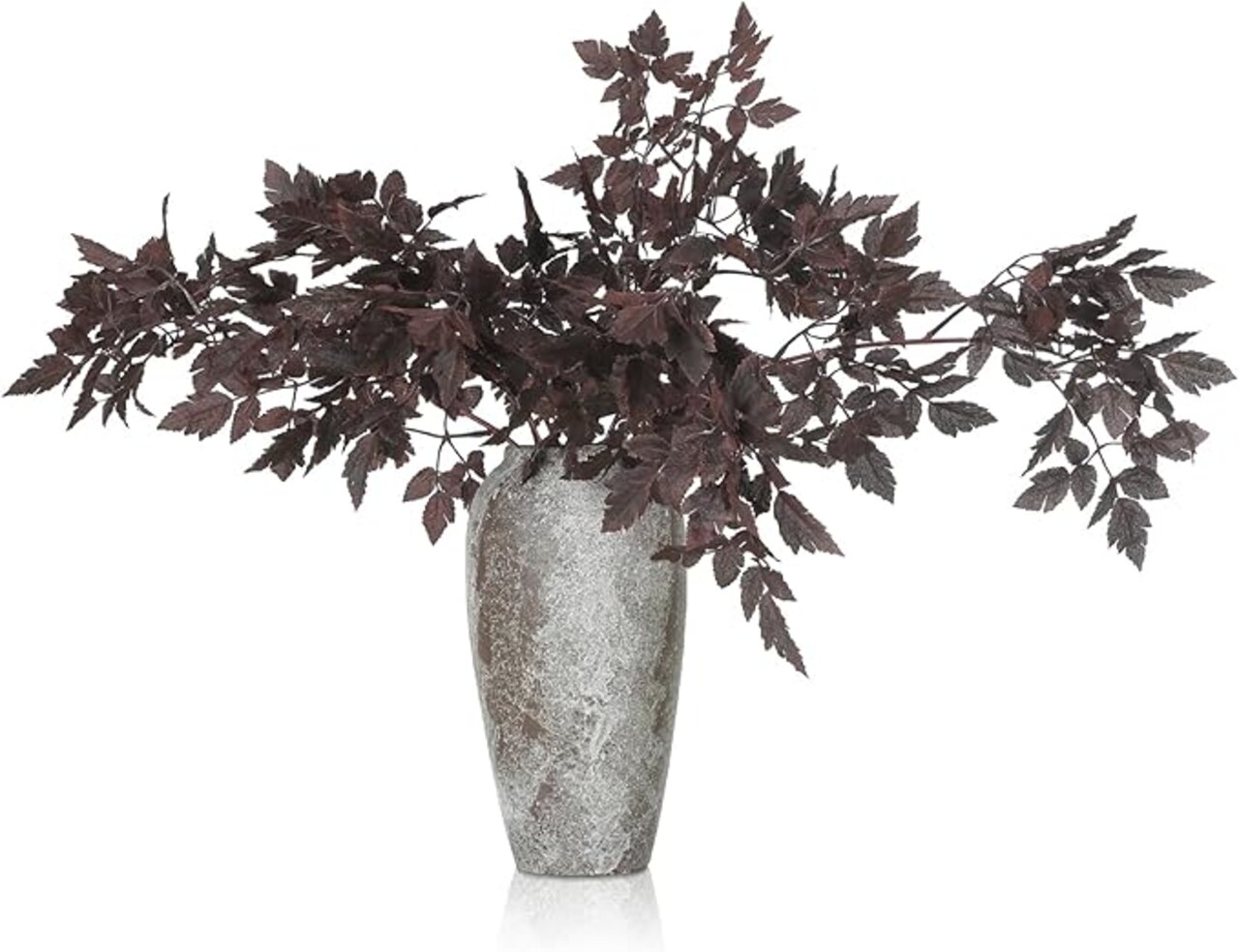3 Pack Artificial Cimicifuga Plant Stems - 32" Faux Plum Cimicifuga Ramosa Leaf Spray - Tall Silk Fall Foliage Branches for Home Vase, Farmhouse Mantel, and Autumn Wedding Decor